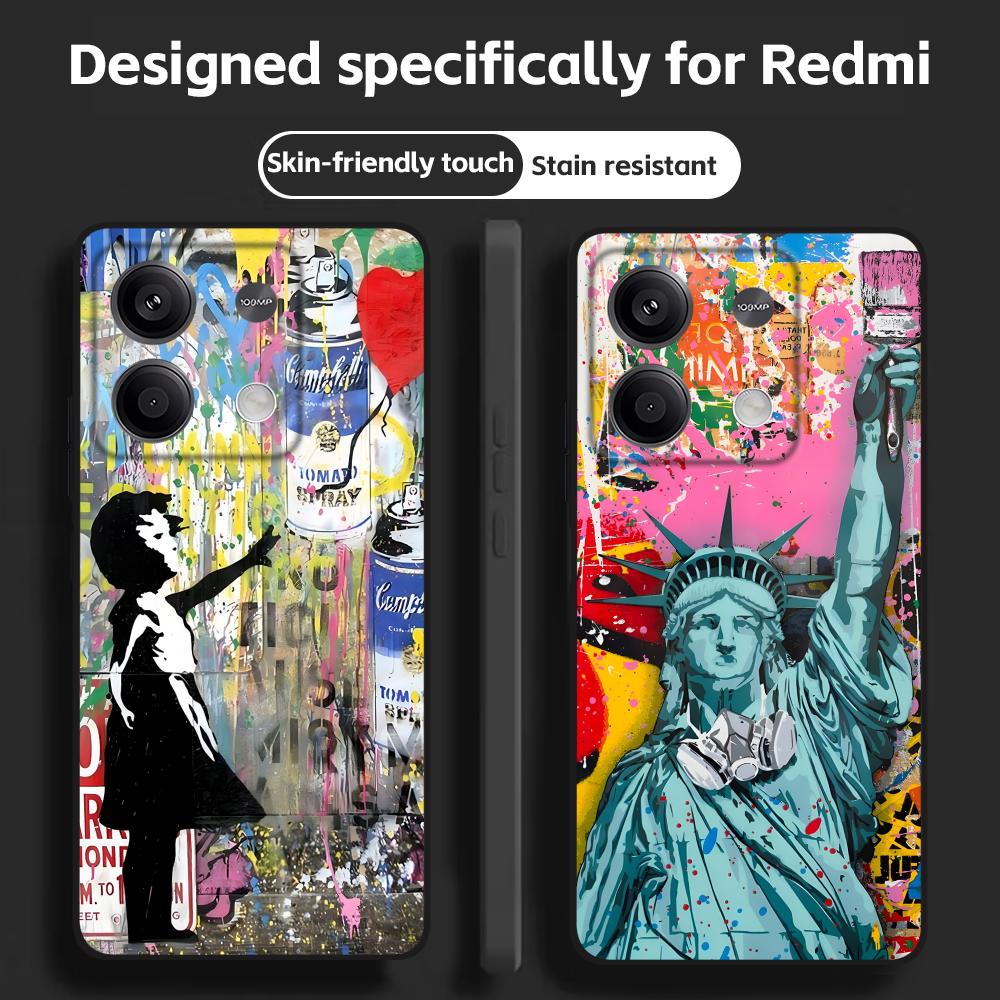 Xiaomi Redmi Note 14 - Casing Ponsel Seni Grafiti Banksy untuk