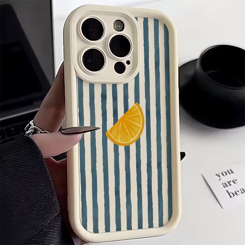 Xiaomi Redmi Note 14 - Casing Ponsel Pola Irisan Lemon Bergaris