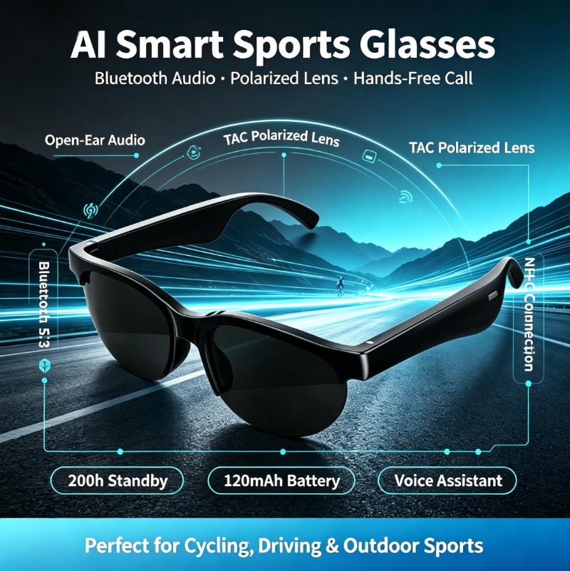 Kacamata Olahraga Pintar denga - Smart Glasses Lens ulasan dan harga